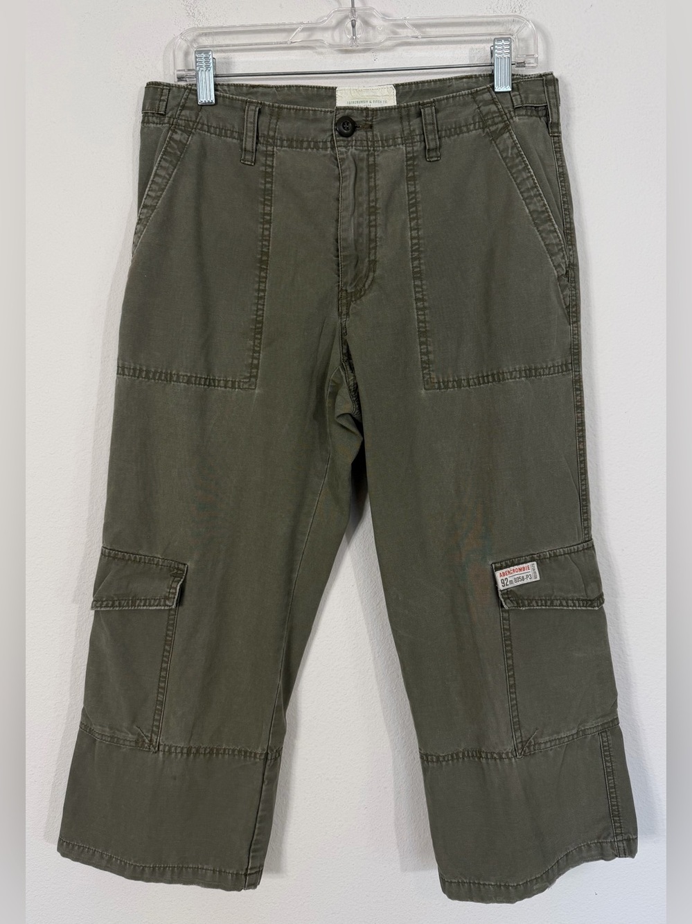 Vintage Abercrombie & Fitch Utility Surplus Style Capris Cropped Y2K Green Sz 8